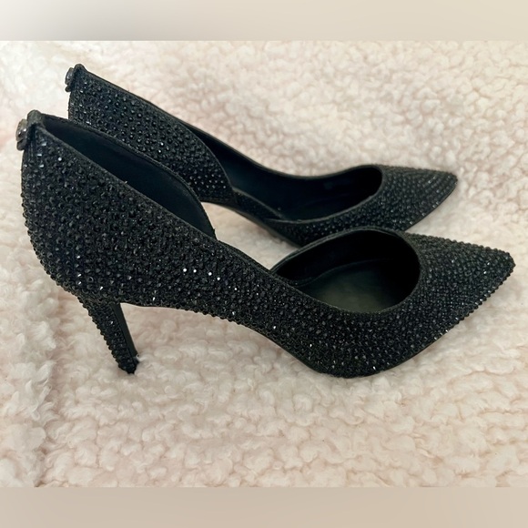 🎉HP🥳 NIB Michael Kors Dorothy Flex D’orsay Glitter Chain Mesh Heels in Black - Picture 2 of 12
